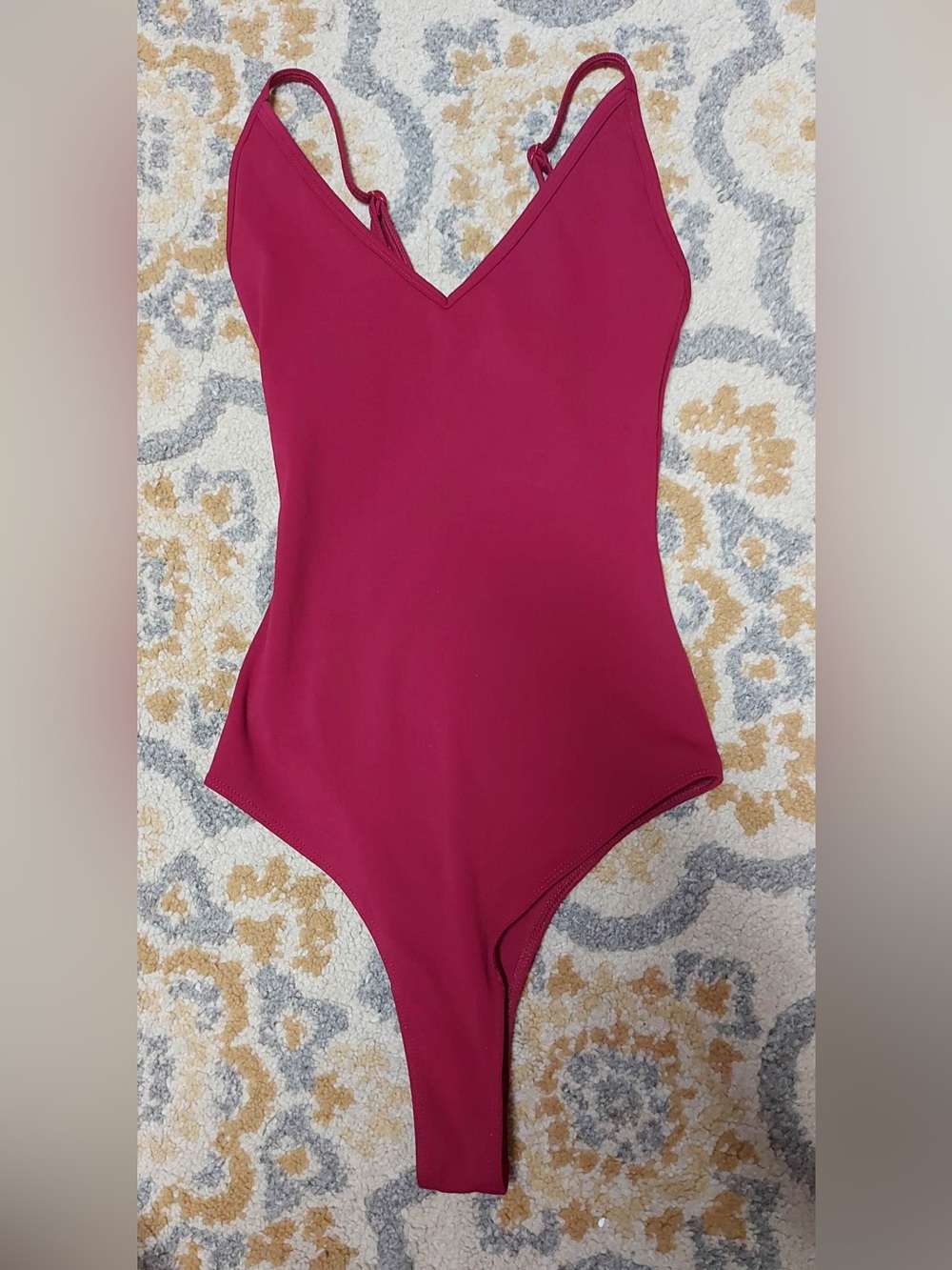 Garage red sleeveless bodysuit